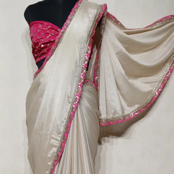 Designer_Chinon_Saree_Decorated_With_Readymade_Sequence_Lace_And_Contrast_Sequence_Embroidered_Unstitched_Blouse_Piece