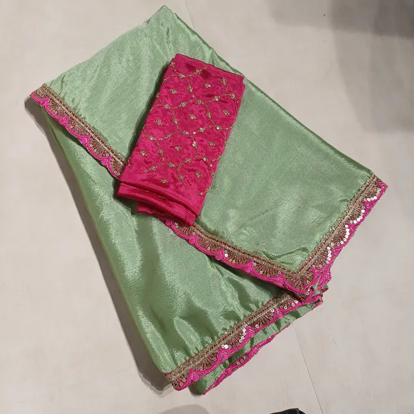 Designer_Chinon_Saree_Decorated_With_Readymade_Sequence_Lace_And_Contrast_Sequence_Embroidered_Unstitched_Blouse_Piece