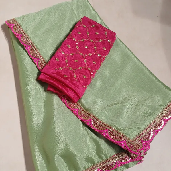 Designer_Chinon_Saree_Decorated_With_Readymade_Sequence_Lace_And_Contrast_Sequence_Embroidered_Unstitched_Blouse_Piece