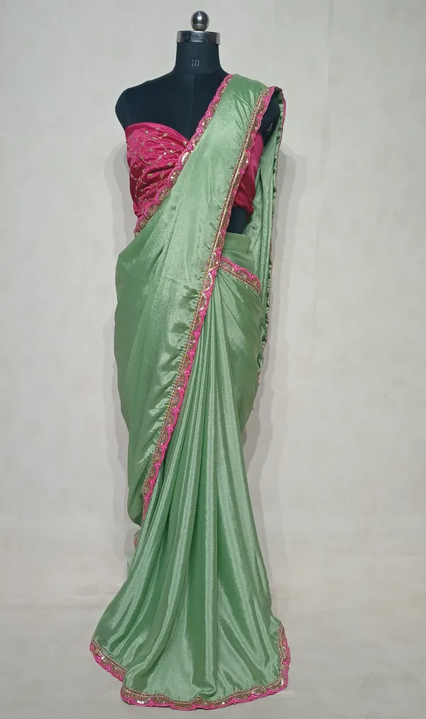 Designer_Chinon_Saree_Decorated_With_Readymade_Sequence_Lace_And_Contrast_Sequence_Embroidered_Unstitched_Blouse_Piece
