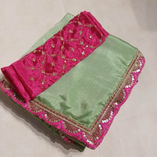 Designer_Chinon_Saree_Decorated_With_Readymade_Sequence_Lace_And_Contrast_Sequence_Embroidered_Unstitched_Blouse_Piece