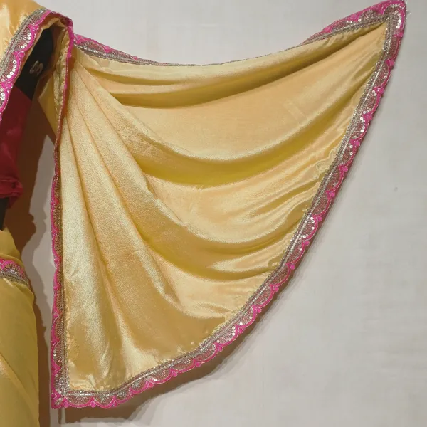 Designer_Chinon_Saree_Decorated_With_Readymade_Sequence_Lace_And_Contrast_Sequence_Embroidered_Unstitched_Blouse_Piece