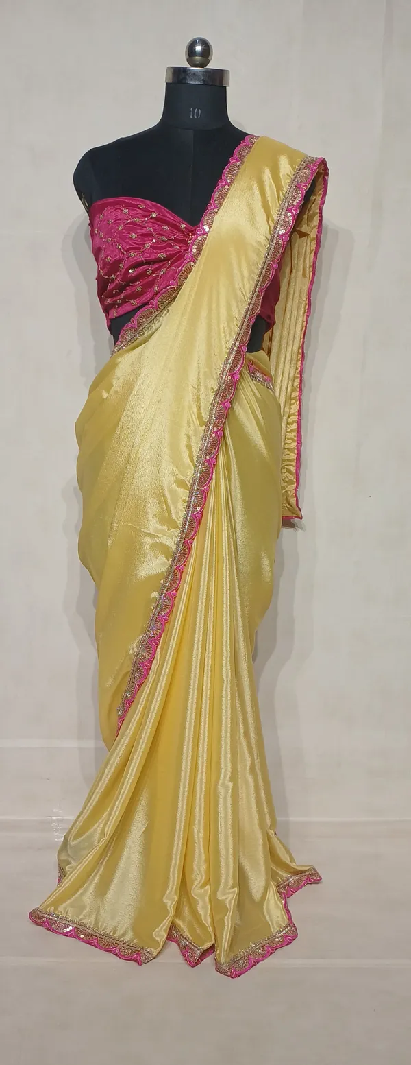 Designer_Chinon_Saree_Decorated_With_Readymade_Sequence_Lace_And_Contrast_Sequence_Embroidered_Unstitched_Blouse_Piece