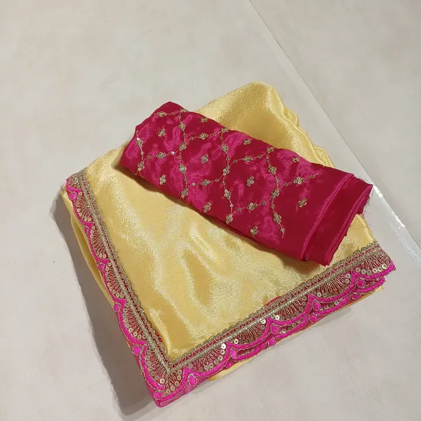 Designer_Chinon_Saree_Decorated_With_Readymade_Sequence_Lace_And_Contrast_Sequence_Embroidered_Unstitched_Blouse_Piece