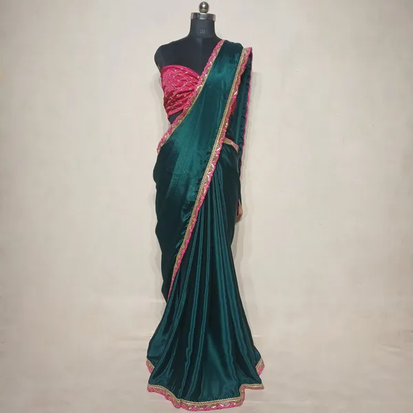 Designer_Chinon_Saree_Decorated_With_Readymade_Sequence_Lace_And_Contrast_Sequence_Embroidered_Unstitched_Blouse_Piece
