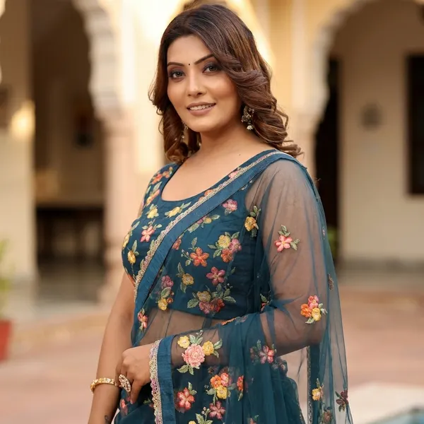 Ready_To_Wear_Attractive_And_Beautiful_Fully_Flair_Net_Embroidery_Ruffle_Lehenga_Saree_With_Stitched_Embroidery_Blouse