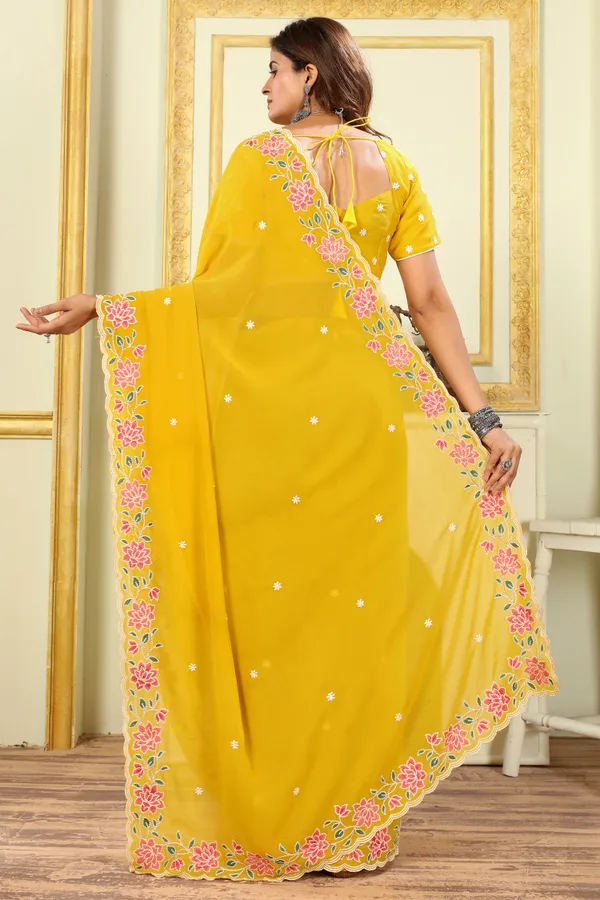 Latest_Design_Georgette_Floral_Embroidery_Saree_With_Amazing_Embroidery_Border_And_Georgette_Embroidery_Blouse_Piece