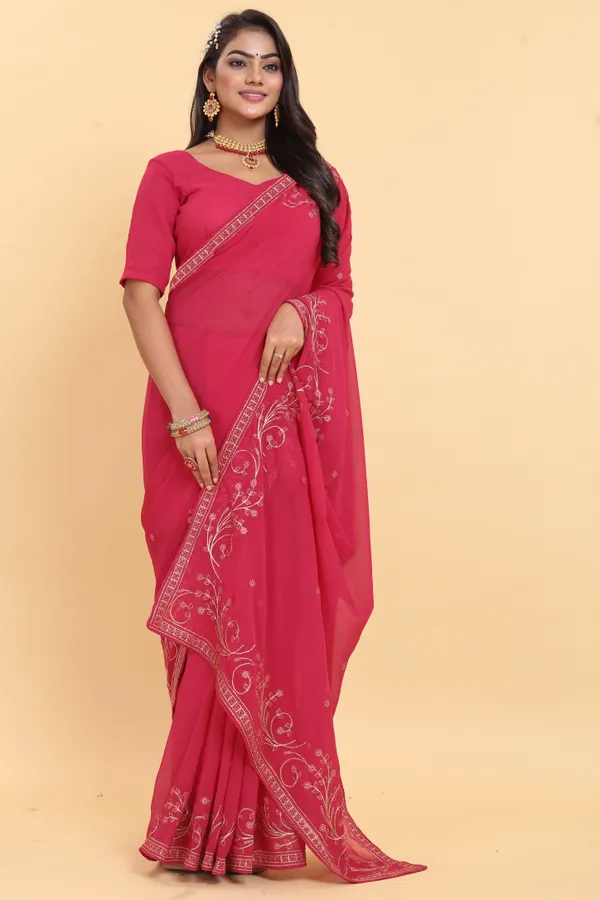 Elegance_Designer_Georgette_Saree_with_Embroidery_Work_and_Plain_Georgette_Blouse