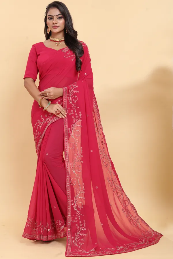 Elegance_Designer_Georgette_Saree_with_Embroidery_Work_and_Plain_Georgette_Blouse