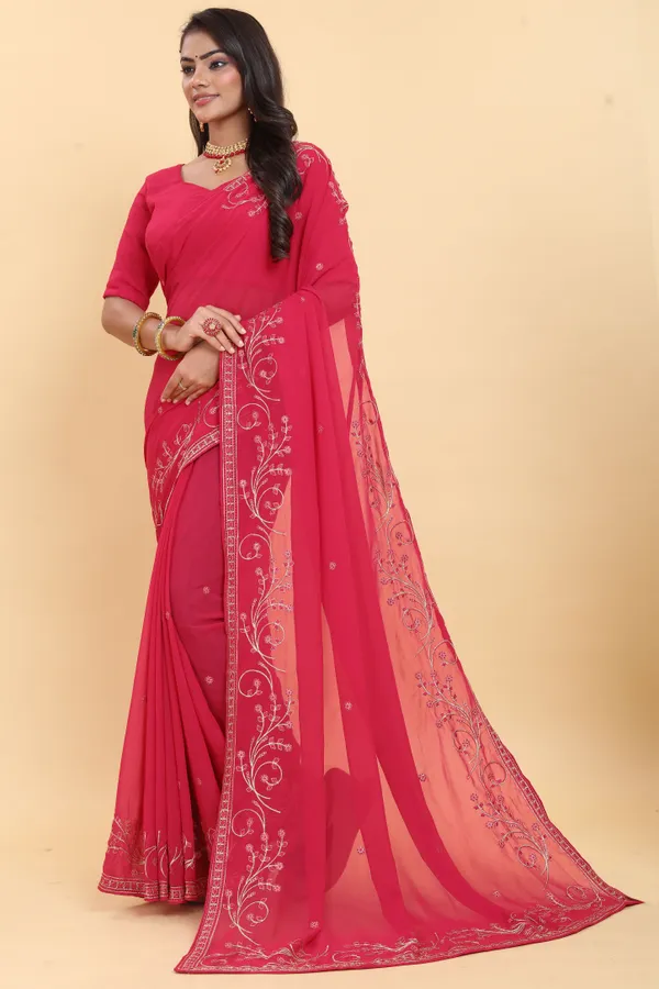 Elegance_Designer_Georgette_Saree_with_Embroidery_Work_and_Plain_Georgette_Blouse