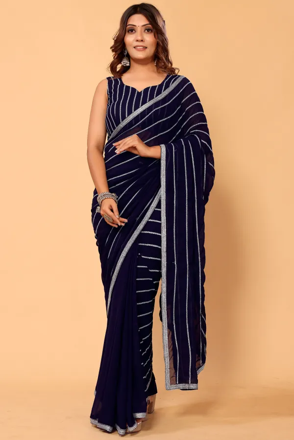 New_Arrival_Georgette_Embroidery_Work_Ready_To_Wear_Saree_With_Unstitched_Embroidery_Work_Blouse