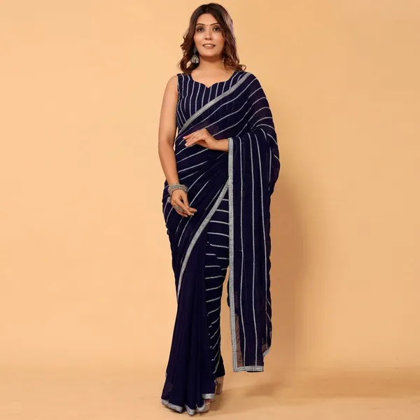 New_Arrival_Georgette_Embroidery_Work_Ready_To_Wear_Saree_With_Unstitched_Embroidery_Work_Blouse