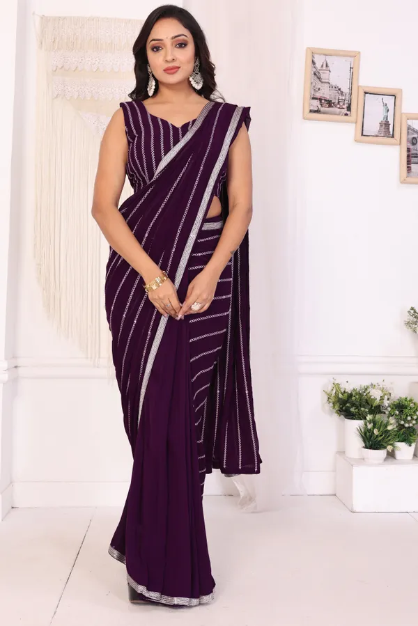 New_Arrival_Georgette_Embroidery_Work_Ready_To_Wear_Saree_With_Unstitched_Embroidery_Work_Blouse