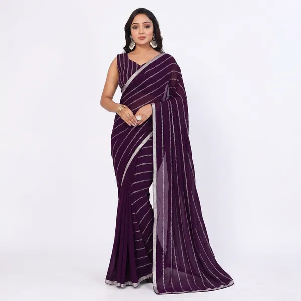 New_Arrival_Georgette_Embroidery_Work_Ready_To_Wear_Saree_With_Unstitched_Embroidery_Work_Blouse