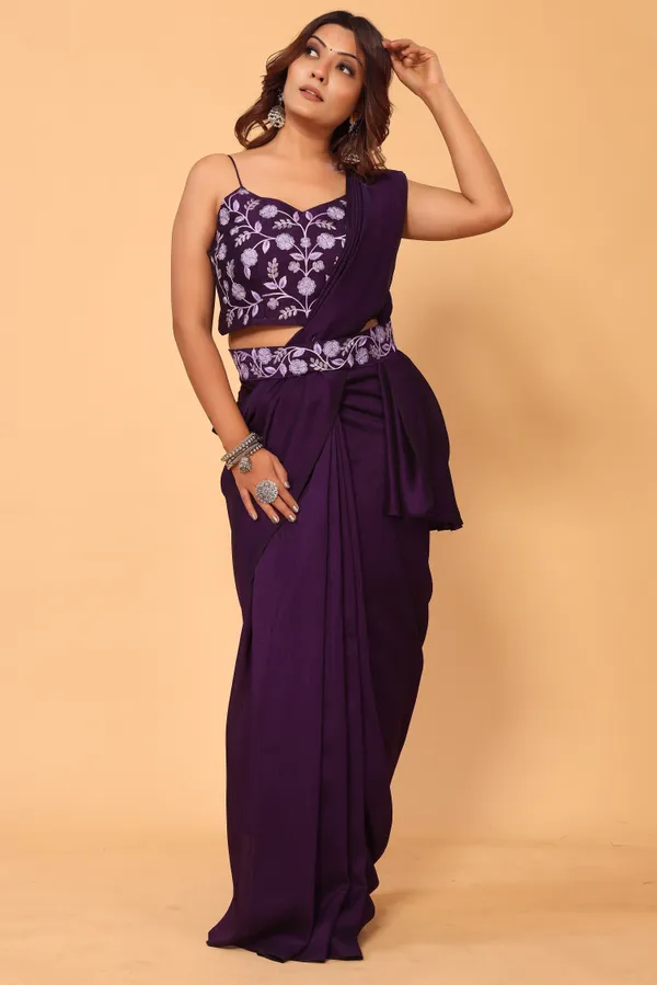 Latest_Design_Vichitra_Silk_Ready_To_Wear_Saree_With_Amazing_Embroidery_Blouse_Piece_&_Belt