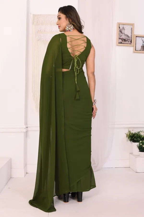 Latest_Design_Georgette_Ready_To_Wear_Saree_With_Amazing_Embroidery_Blouse_Piece_&_Belt