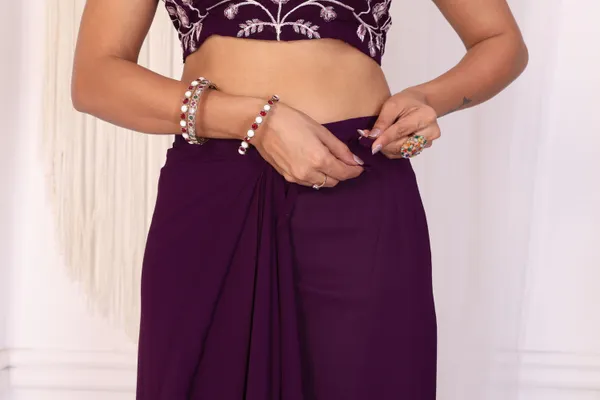 Latest_Design_Georgette_Ready_To_Wear_Saree_With_Amazing_Embroidery_Blouse_Piece_&_Belt