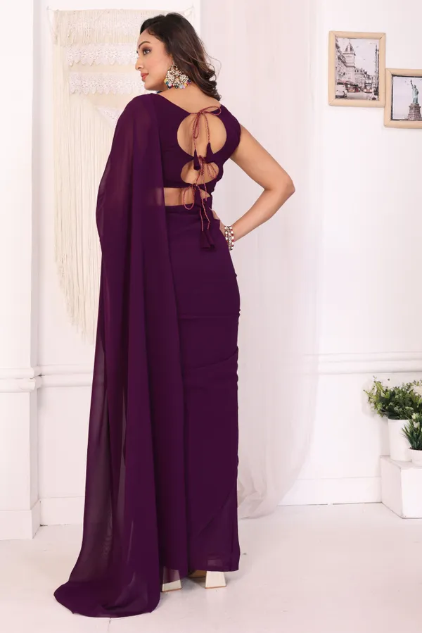 Latest_Design_Georgette_Ready_To_Wear_Saree_With_Amazing_Embroidery_Blouse_Piece_&_Belt
