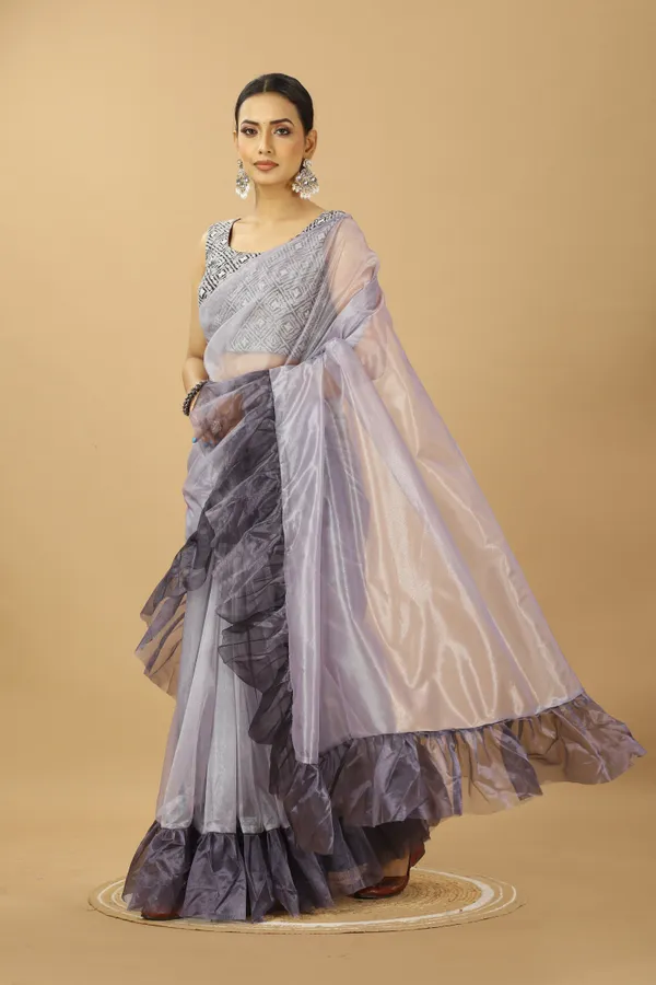 Beautifull_Ruffle_Style_Twill_Net_Saree_with_Thread_Embroidery_Work_Blouse