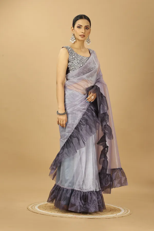 Beautifull_Ruffle_Style_Twill_Net_Saree_with_Thread_Embroidery_Work_Blouse