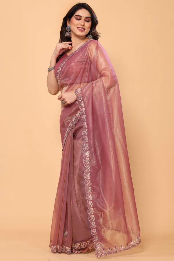 Fancy_Embroidery_Border_Net_Saree_with_Unstitched_Plain_Blouse_Piece