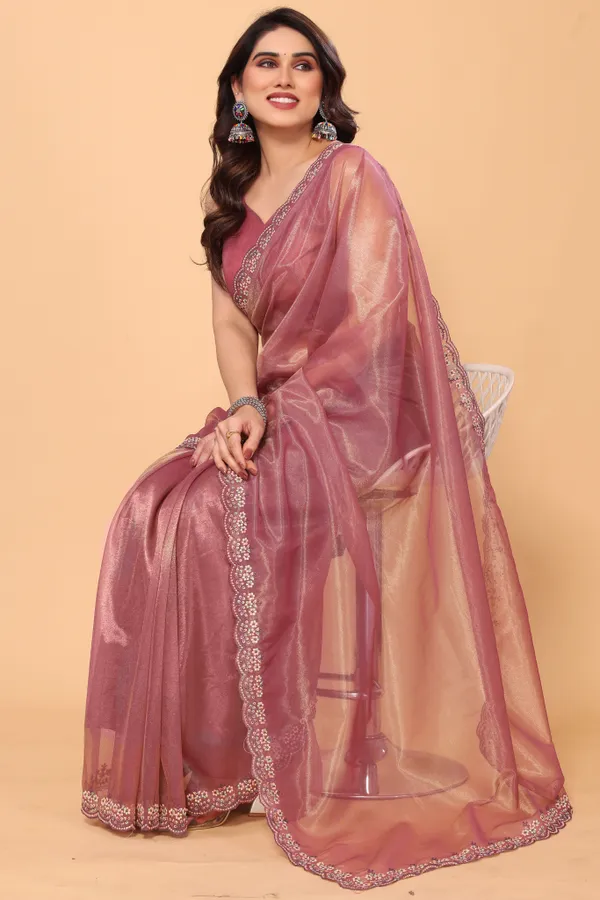 Fancy_Embroidery_Border_Net_Saree_with_Unstitched_Plain_Blouse_Piece
