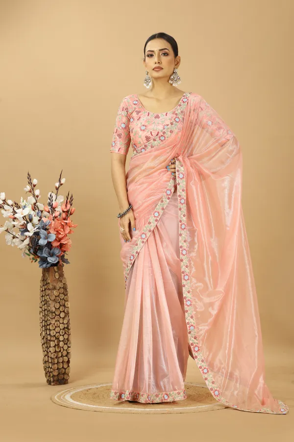 Party_wear_Twill_Net_Saree_With_Embroidery_Less_and_Heavy_Embroidery_Blouse