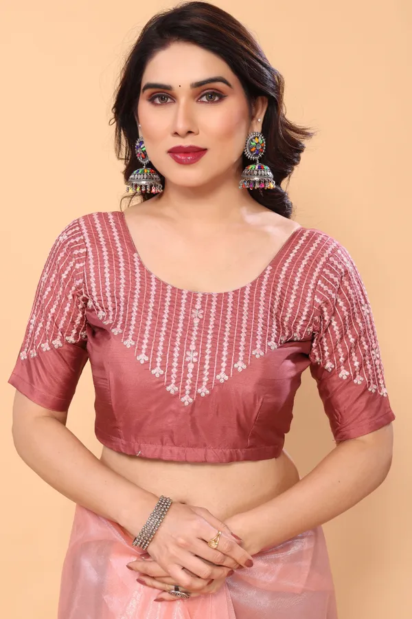 Gorgeous_Twill_Net_Plain_Saree_With_Contrast_Embroidery_Blouse_Piece