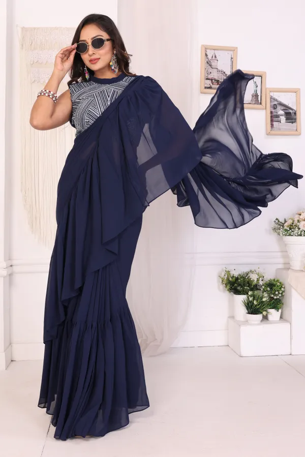 Latest_Designer_Georgette_Ruffle_Style_Ready_To_Wear_Saree_With_Amazing_Georgette_Embroidery_Blouse_Piece