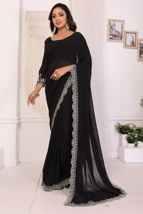 Attractive_Embroidery_Georgette_Ready_to_Wear_Saree_With_Unstitched_Embroidery_Blouse