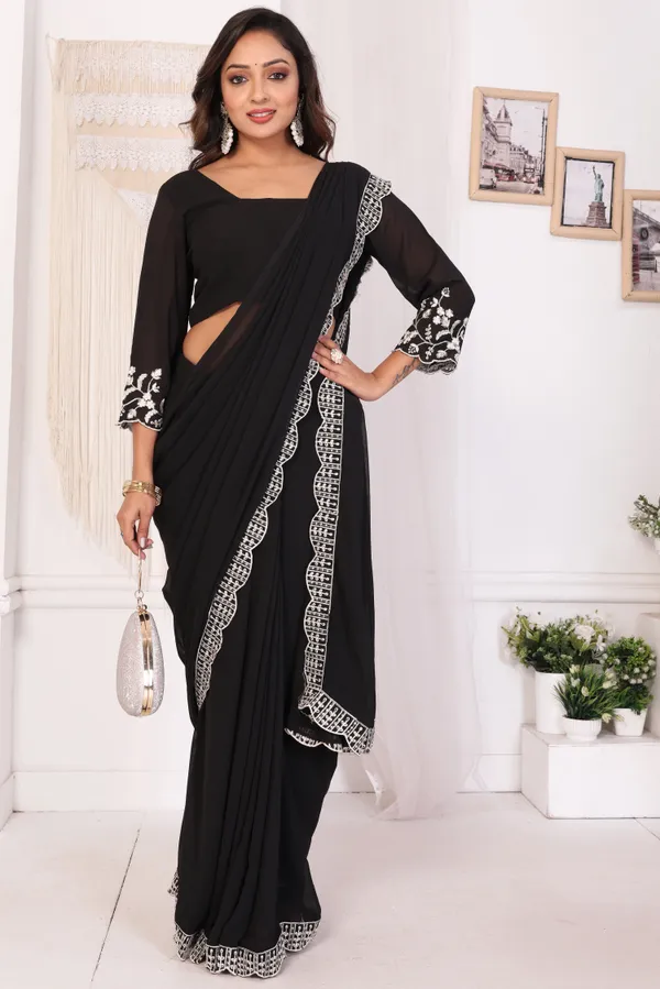 Attractive_Embroidery_Georgette_Ready_to_Wear_Saree_With_Unstitched_Embroidery_Blouse