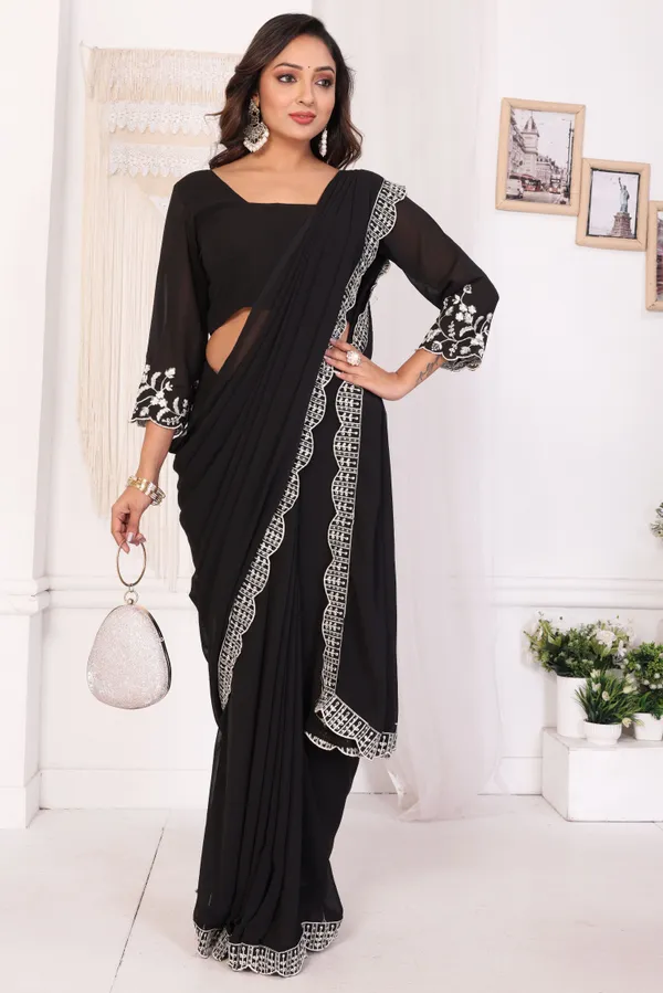 Attractive_Embroidery_Georgette_Ready_to_Wear_Saree_With_Unstitched_Embroidery_Blouse