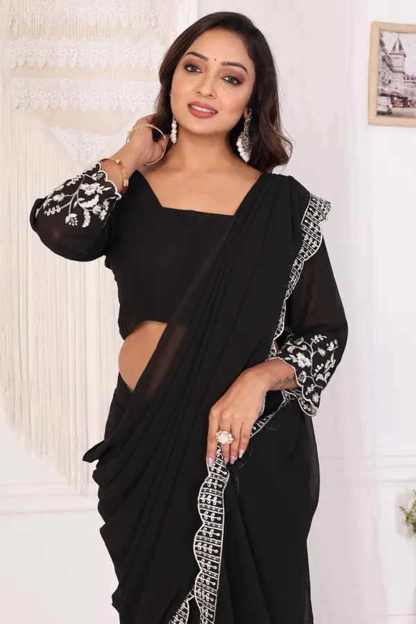 Attractive_Embroidery_Georgette_Ready_to_Wear_Saree_With_Unstitched_Embroidery_Blouse