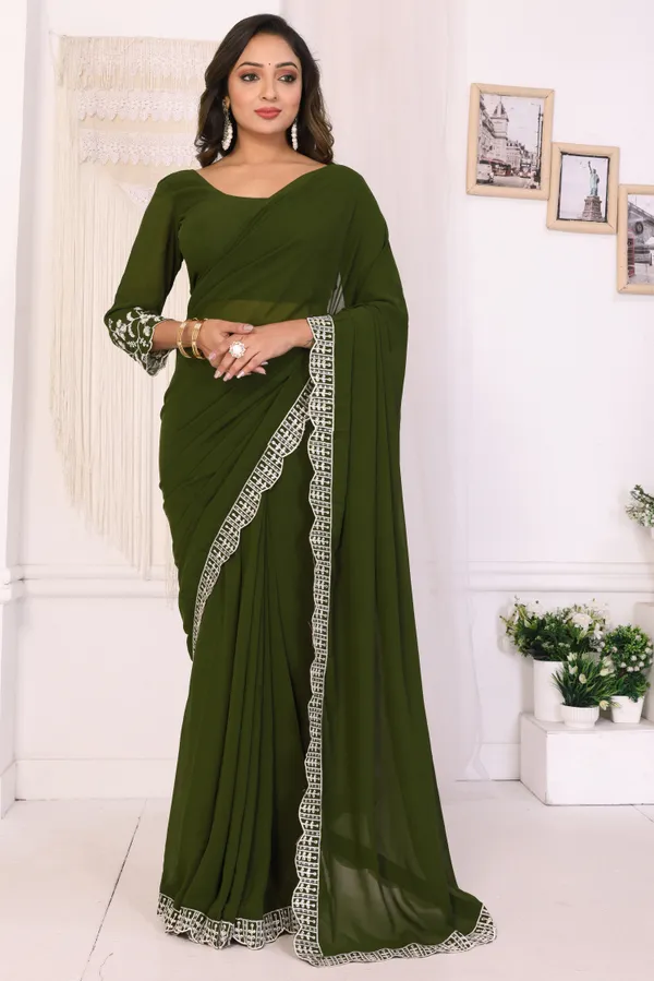 Attractive_Embroidery_Georgette_Ready_to_Wear_Saree_With_Unstitched_Embroidery_Blouse
