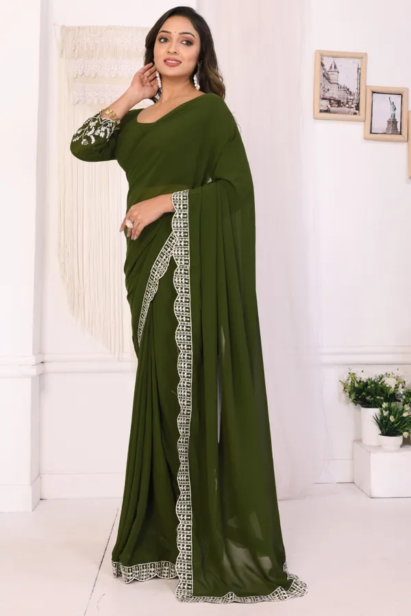 Attractive_Embroidery_Georgette_Ready_to_Wear_Saree_With_Unstitched_Embroidery_Blouse