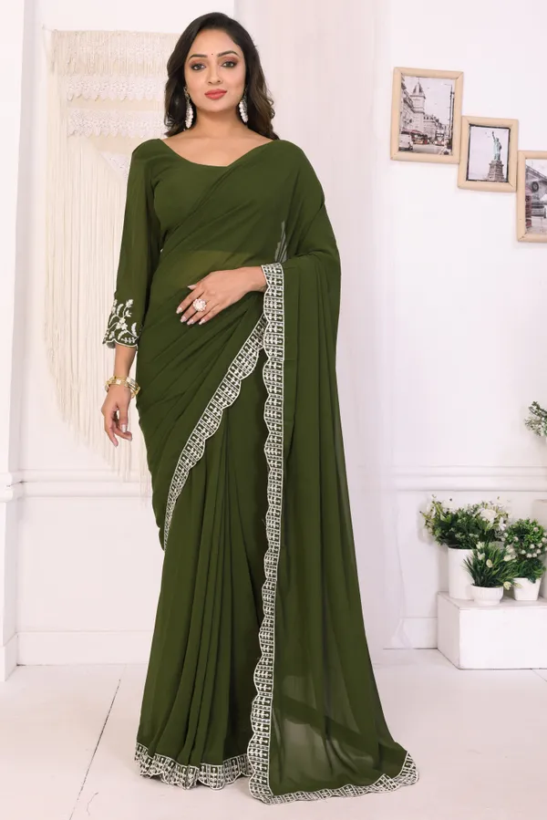 Attractive_Embroidery_Georgette_Ready_to_Wear_Saree_With_Unstitched_Embroidery_Blouse