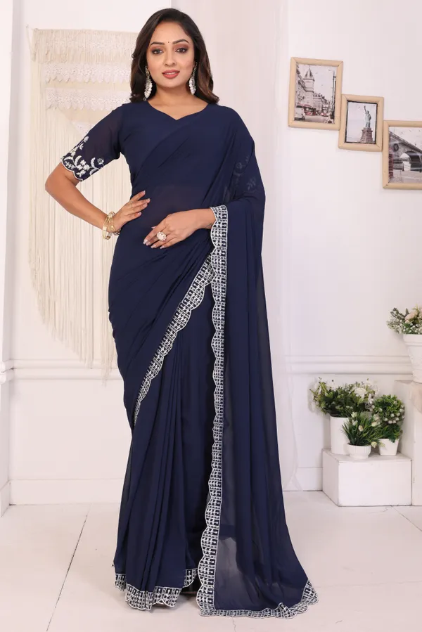 Attractive_Embroidery_Georgette_Ready_to_Wear_Saree_With_Unstitched_Embroidery_Blouse