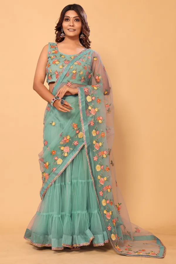Ready_To_Wear_Attractive_And_Beautiful_Fully_Flair_Net_Embroidery_Ruffle_Lehenga_Saree_With_Stitched_Embroidery_Blouse