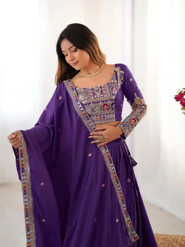 Purple_Georgette_Embroidered_Lehenga_Choli_With_Dupatta_Set_For_Women