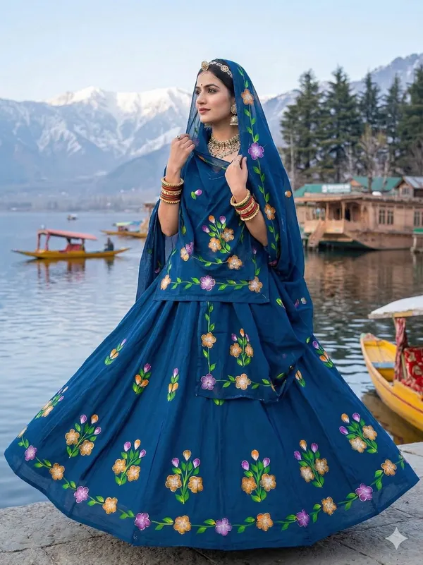 A_rich_ocean-blue_hue_blended_Hand-painted_s_Rajputi_Poshak