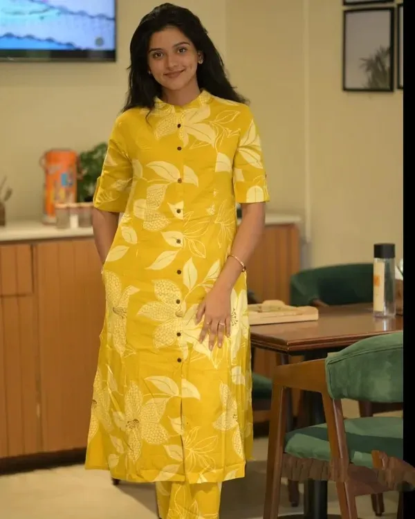 Yellow_Printed_Cotton_Kurti_Palazzo_Co_Ord_Set_Stylish_Daily_Wear_For_Women