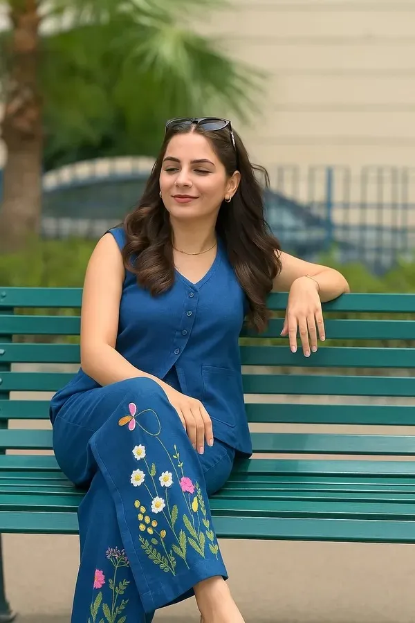 Bule_Printed_Cotton_Kurti_Palazzo_Co_Ord_Set_Stylish_Daily_Wear_For_Women