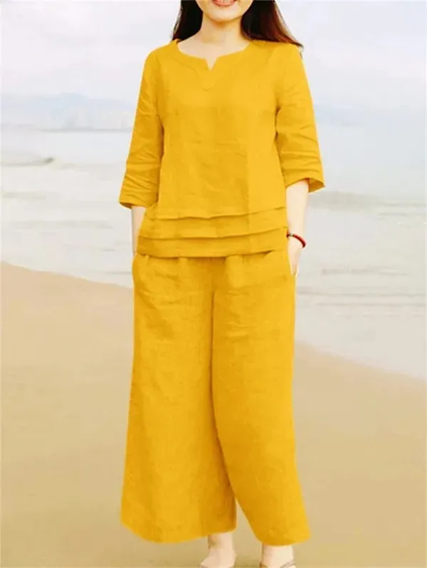Yellow_Printed_Cotton_Kurti_Palazzo_Co_Ord_Set_Stylish_Daily_Wear_For_Women