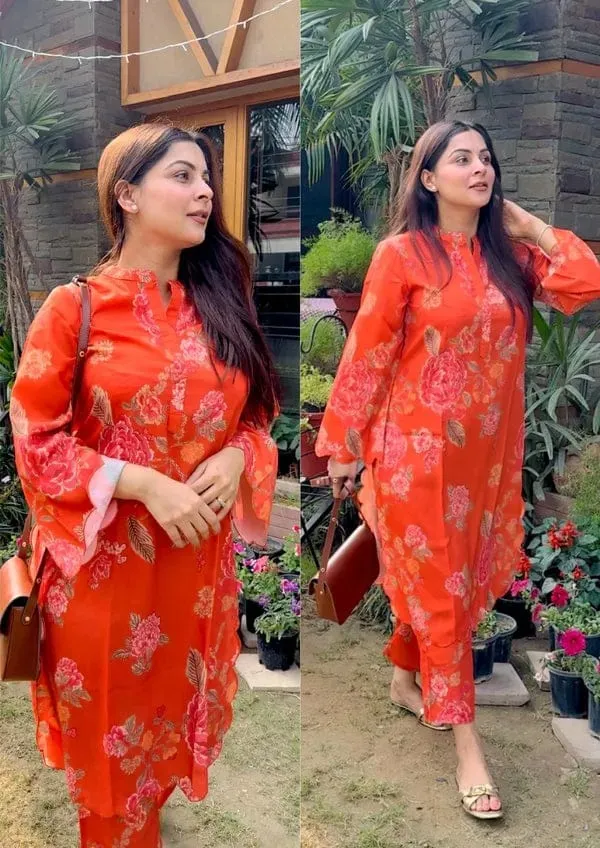 Orange_Printed_Cotton_Kurti_Palazzo_Co_Ord_Set_Stylish_Daily_Wear_For_Women