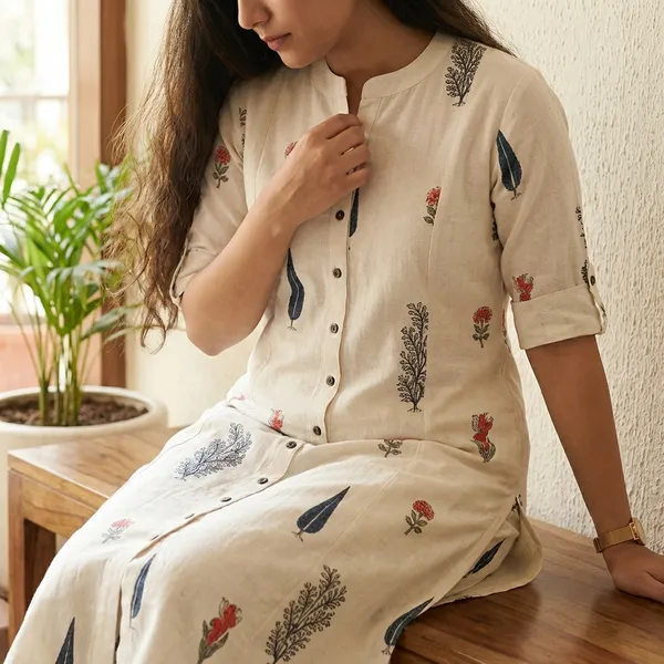 White_Printed_Cotton_Kurti_Palazzo_Co_Ord_Set_Stylish_Daily_Wear_For_Women