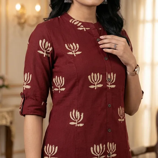 Red_Printed_Cotton_Kurti_Palazzo_Co_Ord_Set_Stylish_Daily_Wear_For_Women