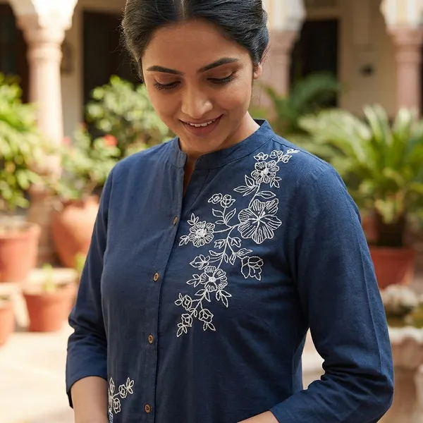 Navy_Blue_Printed_Cotton_Kurti_Palazzo_Co_Ord_Set_Stylish_Daily_Wear_For_Women