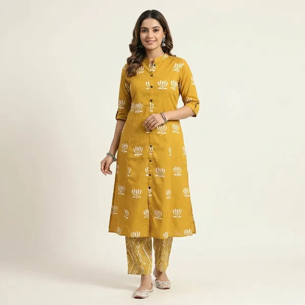 Mustard_Yellow_Printed_Cotton_Kurti_Palazzo_Co_Ord_Set_Stylish_Daily_Wear_For_Women