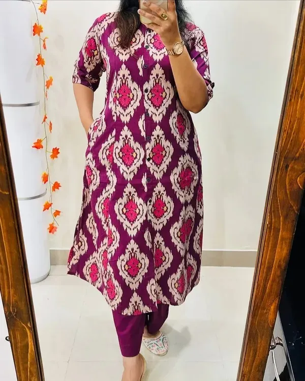 Purple_And_White_Printed_Cotton_Kurti_Palazzo_Co_Ord_Set_Stylish_Daily_Wear_For_Women