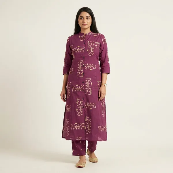 Maroon_Printed_Cotton_Kurti_Palazzo_Co_Ord_Set_Stylish_Daily_Wear_For_Women